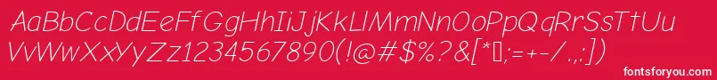フォントComicNeueLightOblique – 赤い背景に白い文字