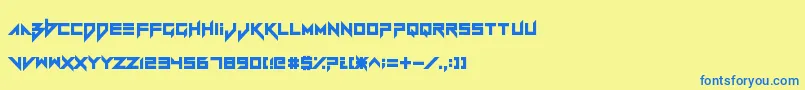 フォントVerminVibesRedux – 青い文字が黄色の背景にあります。