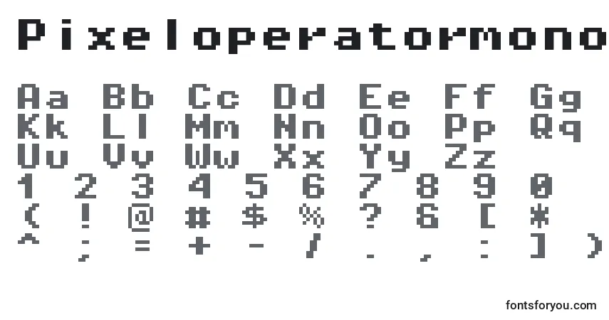 A fonte Pixeloperatormono8Bold – alfabeto, números, caracteres especiais