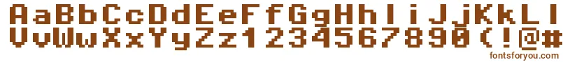 Pixeloperatormono8Bold-Schriftart – Braune Schriften auf weißem Hintergrund