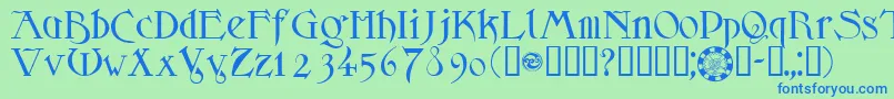 フォントSidheNoble – 青い文字は緑の背景です。