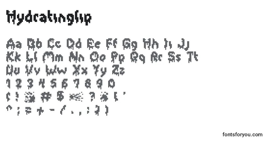 A fonte Hydratinglip – alfabeto, números, caracteres especiais