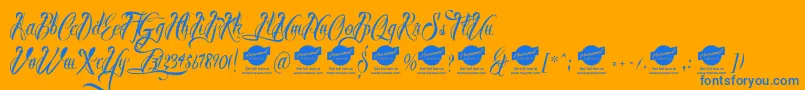 BrothertattooDemo Font – Blue Fonts on Orange Background