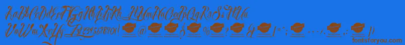 Fonte BrothertattooDemo – fontes marrons em um fundo azul