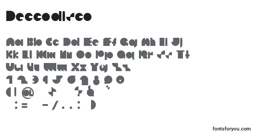 Schriftart Deccodisco – Alphabet, Zahlen, spezielle Symbole