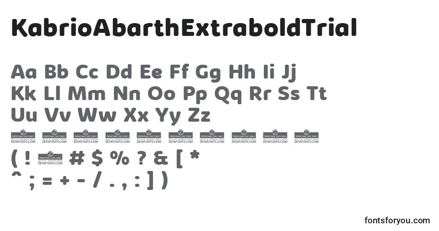 Шрифт KabrioAbarthExtraboldTrial – алфавит, цифры, специальные символы