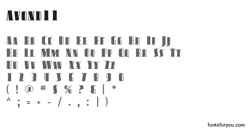 Avond11フォント–アルファベット、数字、特殊文字