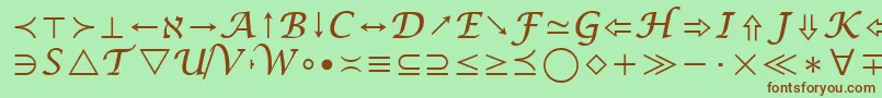 フォントMathSymbol – 緑の背景に茶色のフォント