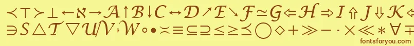 フォントMathSymbol – 茶色の文字が黄色の背景にあります。