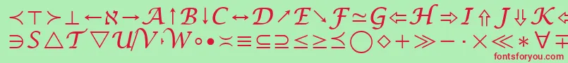 Fonte MathSymbol – fontes vermelhas em um fundo verde