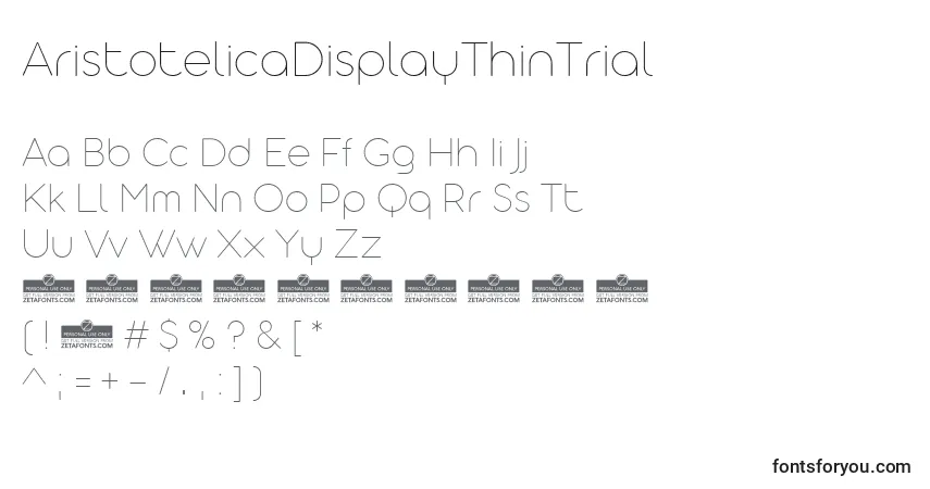 Шрифт AristotelicaDisplayThinTrial – алфавит, цифры, специальные символы