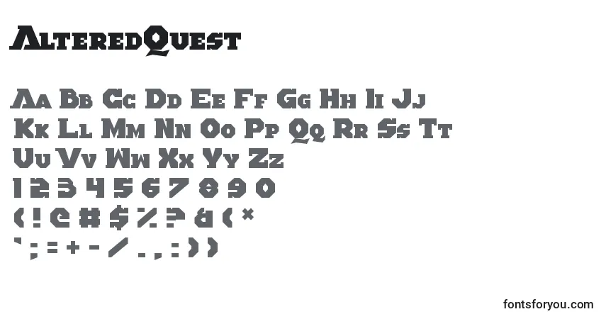 Czcionka AlteredQuest – alfabet, cyfry, specjalne znaki