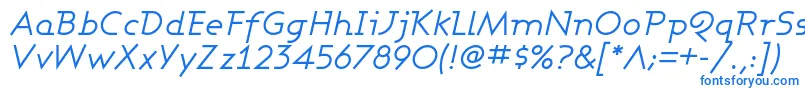 フォントAshbyBookItalic – 白い背景に青い文字