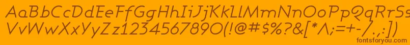 Fonte AshbyBookItalic – fontes marrons em um fundo laranja