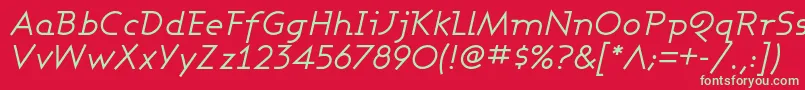 Fonte AshbyBookItalic – fontes verdes em um fundo vermelho