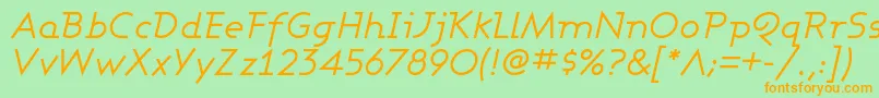 AshbyBookItalic Font – Orange Fonts on Green Background