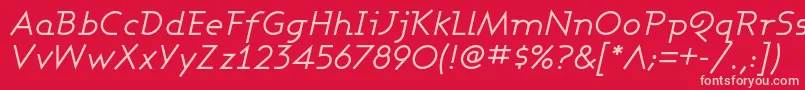 Fonte AshbyBookItalic – fontes rosa em um fundo vermelho