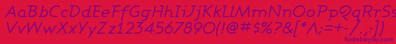フォントAshbyBookItalic – 赤い背景に紫のフォント