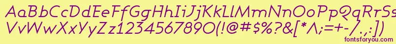 AshbyBookItalic Font – Purple Fonts on Yellow Background