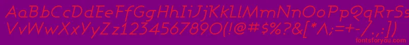 AshbyBookItalic-fontti – punaiset fontit violetilla taustalla