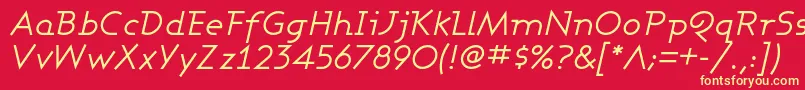 AshbyBookItalic-fontti – keltaiset fontit punaisella taustalla