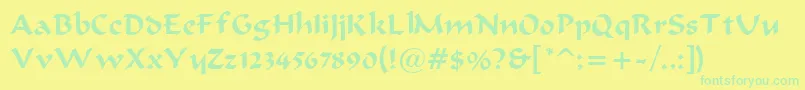 フォントBravurRegular – 黄色い背景に緑の文字