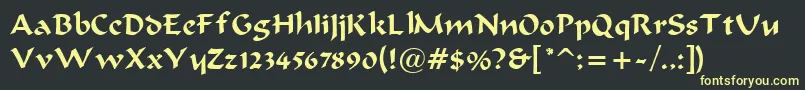 フォントBravurRegular – 黒い背景に黄色の文字