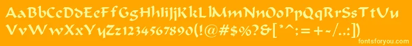 フォントBravurRegular – オレンジの背景に黄色の文字