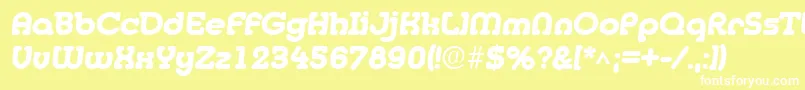 MedflyHeavy-Schriftart – Weiße Schriften auf gelbem Hintergrund