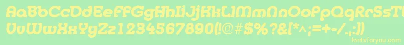 フォントMedflyHeavy – 黄色の文字が緑の背景にあります