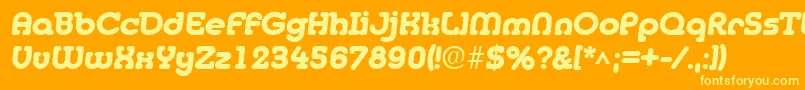 MedflyHeavy-Schriftart – Gelbe Schriften auf orangefarbenem Hintergrund