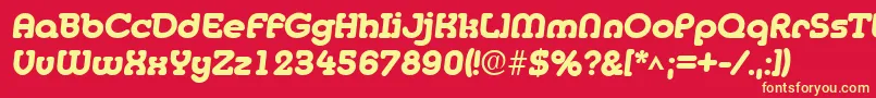 MedflyHeavy-fontti – keltaiset fontit punaisella taustalla