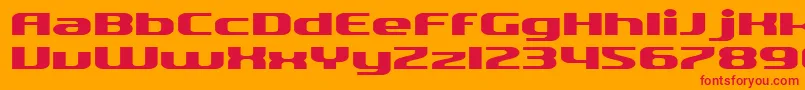 SfQuartziteExtended-Schriftart – Rote Schriften auf orangefarbenem Hintergrund