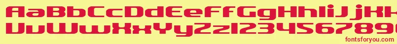フォントSfQuartziteExtended – 赤い文字の黄色い背景