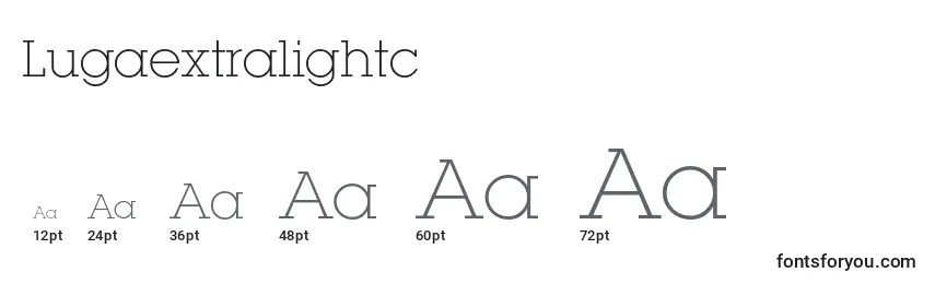 Размеры шрифта Lugaextralightc