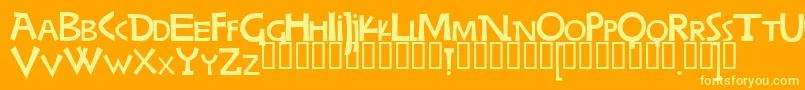 Fonte Woodb – fontes amarelas em um fundo laranja