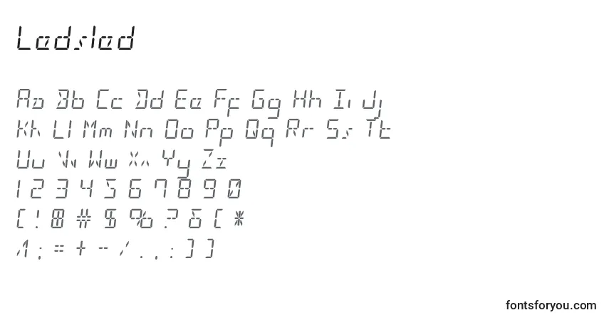 Schriftart Ledsled – Alphabet, Zahlen, spezielle Symbole