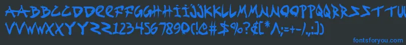 Fightkidc-Schriftart – Blaue Schriften auf schwarzem Hintergrund