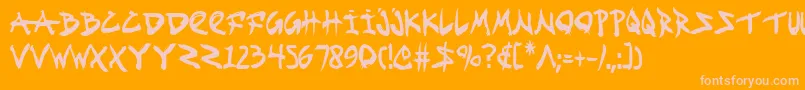 Fightkidc-Schriftart – Rosa Schriften auf orangefarbenem Hintergrund