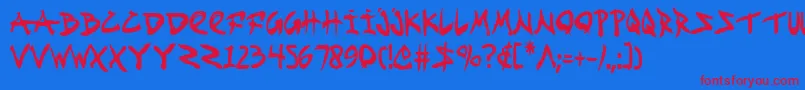 Fightkidc Font – Red Fonts on Blue Background