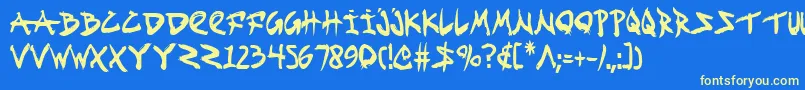 Fightkidc Font – Yellow Fonts on Blue Background