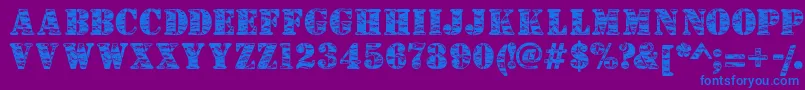 Camouflagej-Schriftart – Blaue Schriften auf violettem Hintergrund