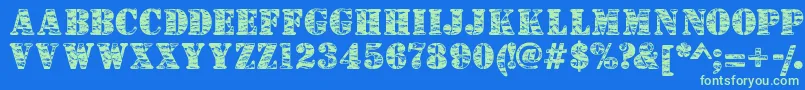 Camouflagej Font – Green Fonts on Blue Background