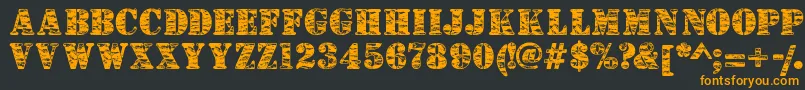 フォントCamouflagej – 黒い背景にオレンジの文字