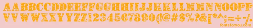 Camouflagej-Schriftart – Orangefarbene Schriften auf rosa Hintergrund