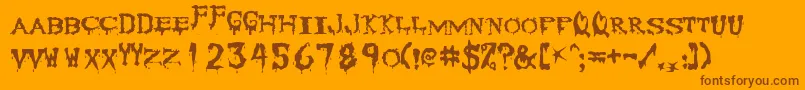 Corpse-Schriftart – Braune Schriften auf orangefarbenem Hintergrund