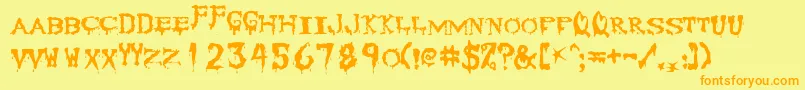 Corpse-Schriftart – Orangefarbene Schriften auf gelbem Hintergrund