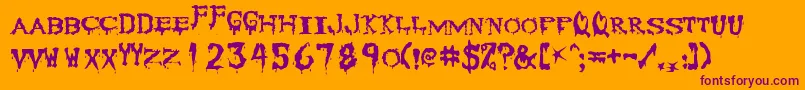 Corpse-Schriftart – Violette Schriften auf orangefarbenem Hintergrund