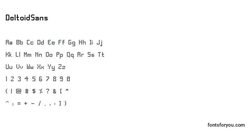 Czcionka DeltoidSans – alfabet, cyfry, specjalne znaki