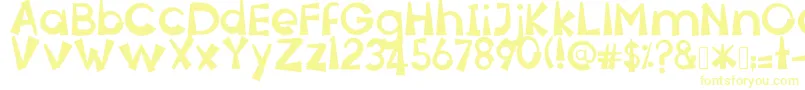 SenyumSokmodeh-Schriftart – Gelbe Schriften auf weißem Hintergrund
